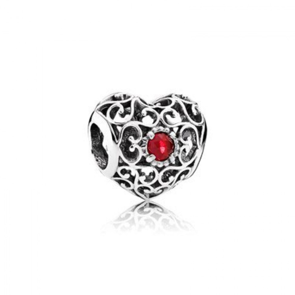 Pandora July Signature Heart Charm * RETIRED *
